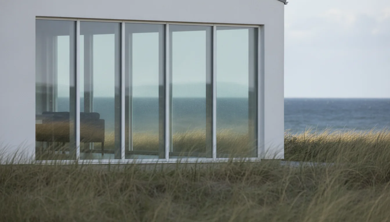 Hus i Gilleleje med store vinduespartier ud mod Kattegat